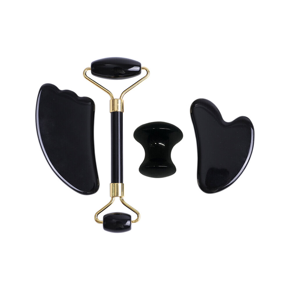 Dechoicelife (A-Type M) Natural Obsidian Face Massage Roller Gouache Scraper Guasha Massage Tool Gouache Stone Facial Jade Roller Massager Face Scraper