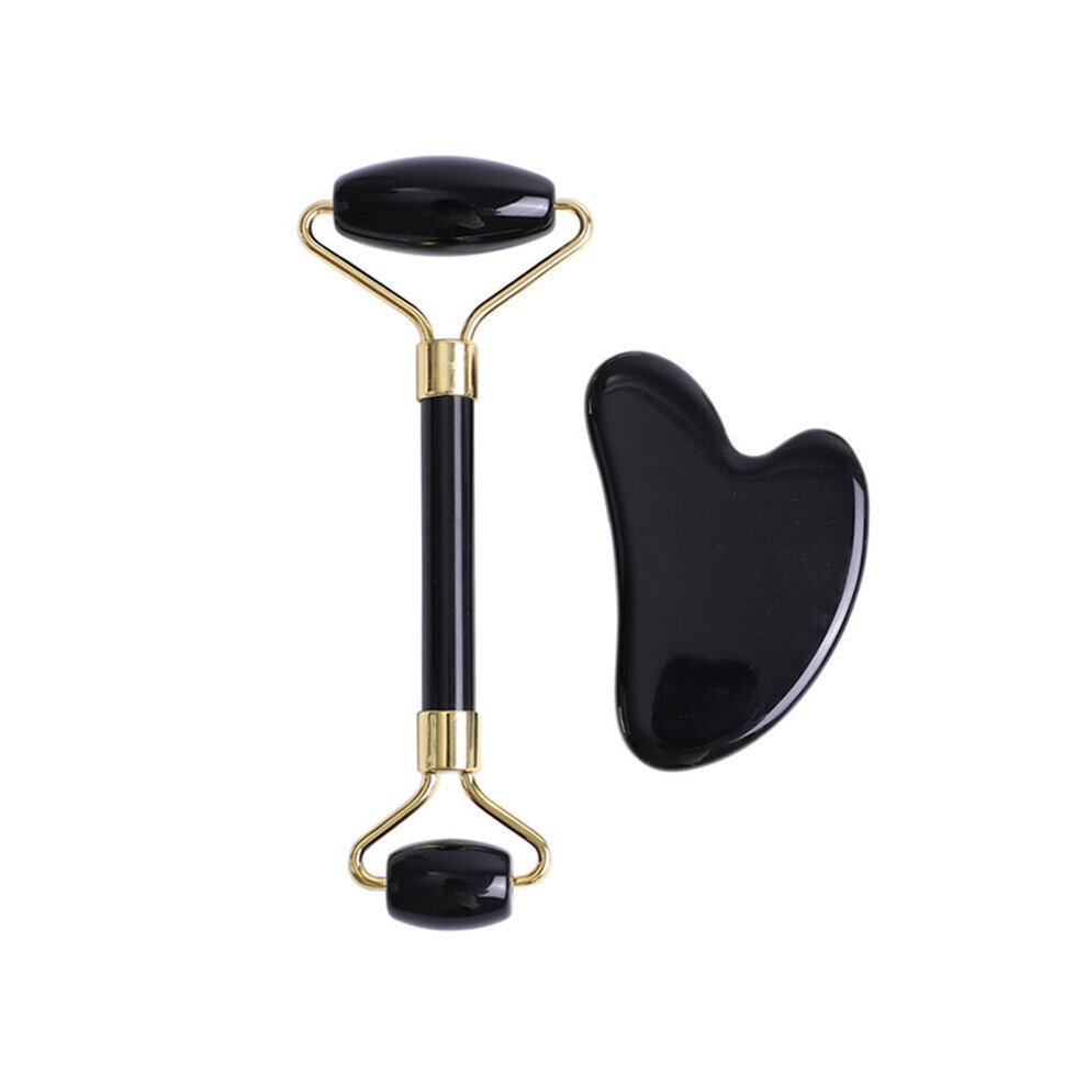 Dechoicelife (A-Type K) Natural Obsidian Face Massage Roller Gouache Scraper Guasha Massage Tool Gouache Stone Facial Jade Roller Massager Face Scraper