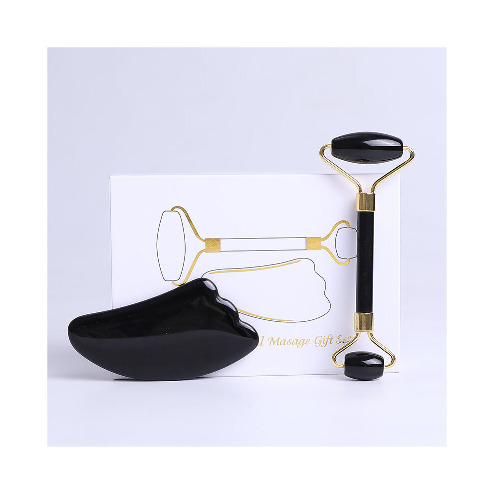 Dechoicelife (A-Type D) Natural Obsidian Face Massage Roller Gouache Scraper Guasha Massage Tool Gouache Stone Facial Jade Roller Massager Face Scraper