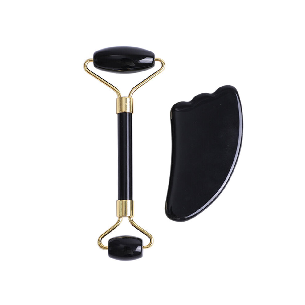 Dechoicelife (A-Type I) Natural Obsidian Face Massage Roller Gouache Scraper Guasha Massage Tool Gouache Stone Facial Jade Roller Massager Face Scraper