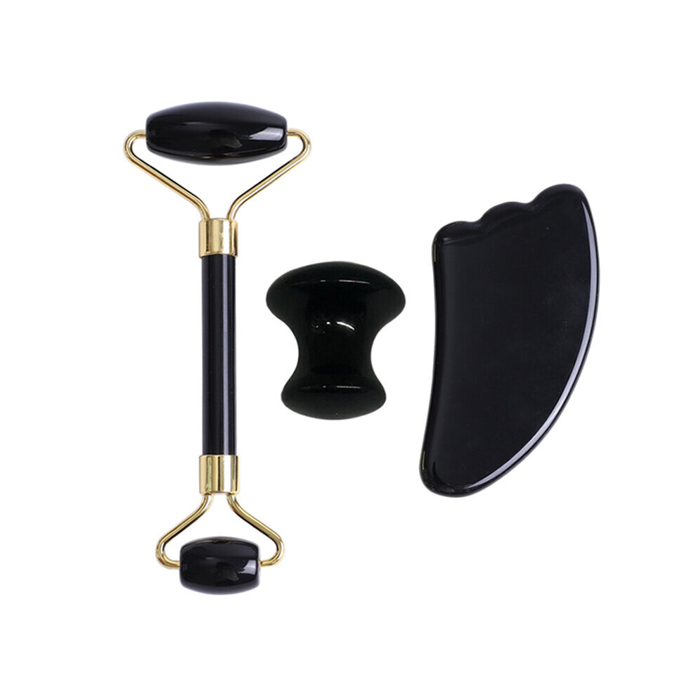 Dechoicelife (A-Type B) Natural Obsidian Face Massage Roller Gouache Scraper Guasha Massage Tool Gouache Stone Facial Jade Roller Massager Face Scraper