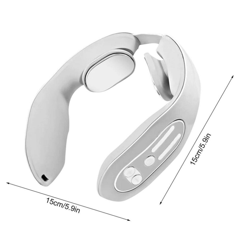 Dechoicelife (A-White) Smart Electric Neck Massager 4-Modes Ems Pulse Reducing Fatigue Pressure Relief Ergonomic U-Shaped Neck Acupoints Massage Device