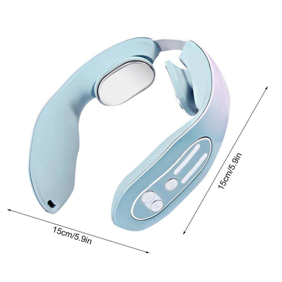 Dechoicelife (A-Blue) Smart Electric Neck Massager 4-Modes Ems Pulse Reducing Fatigue Pressure Relief Ergonomic U-Shaped Neck Acupoints Massage Device