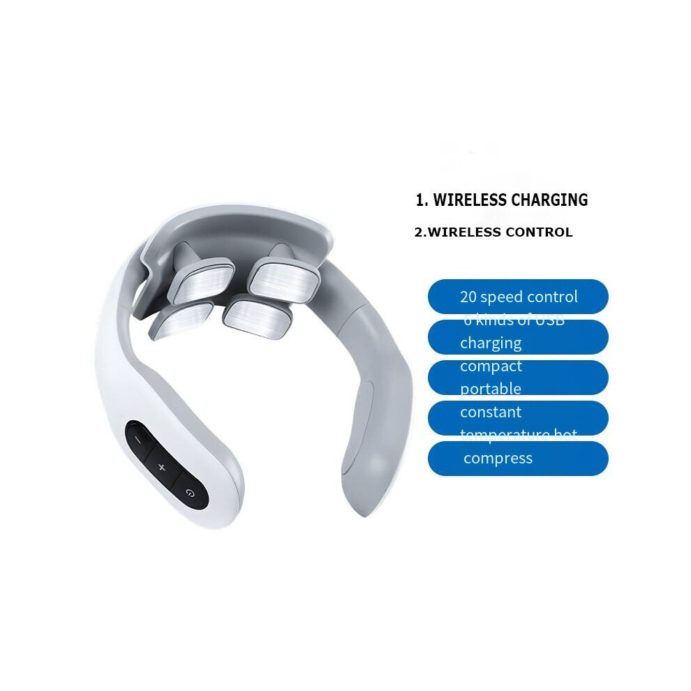 Dechoicelife (A-Remote Control) Ems Neck Massage Instrument 4 Head Heating Massage Machine For Neck Muscle Massager Treatment Of Fatigue Cervical Spondylosis