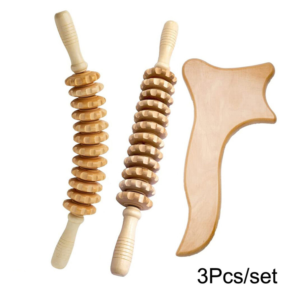 Dechoicelife (A-Orange) Wood Therapy Massage Tools,Lymphatic Drainage Massager,Wood Cup Massage Roller Stick Contouring Board For Anti-Cellulite,Shaping