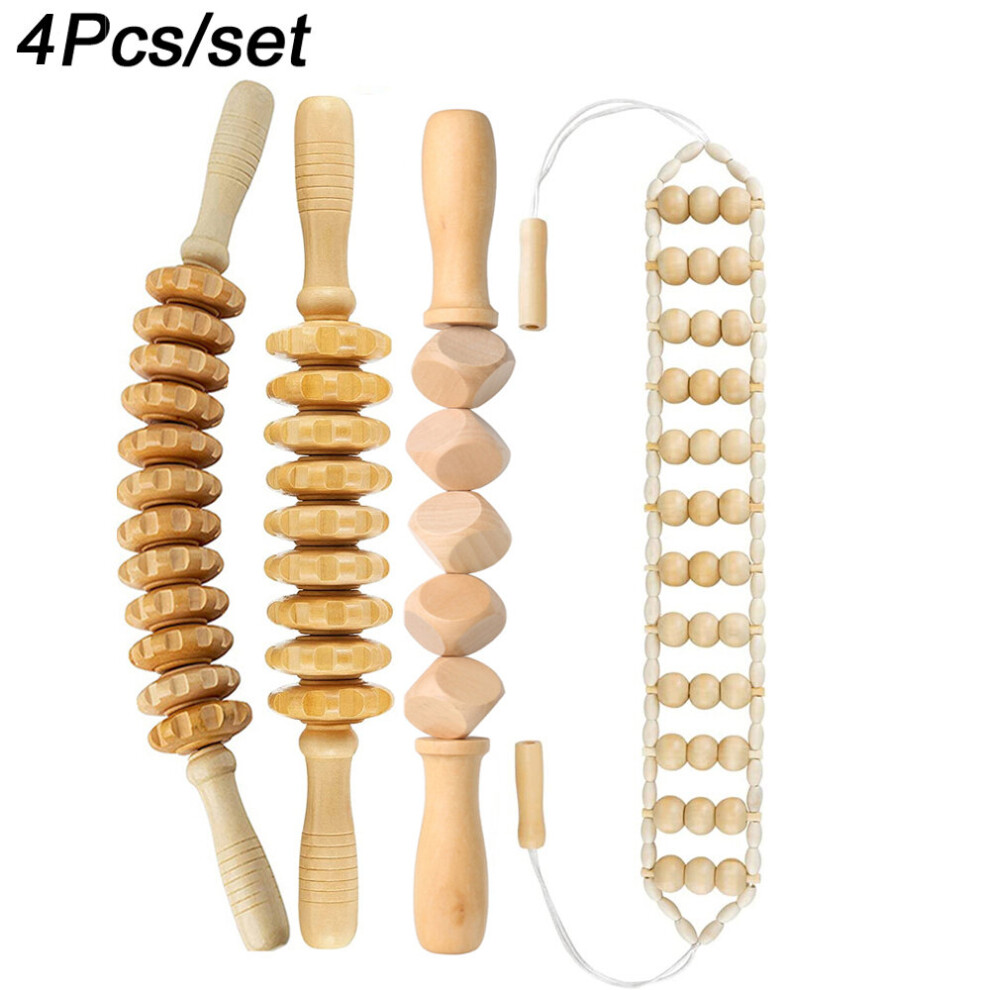 Dechoicelife Red (A-) Manual Massager Wooden Handheld Roller Trigger Point Massager Stick For Fascia,Cellulite,Muscle,Abdomen,Body Therapy Massager