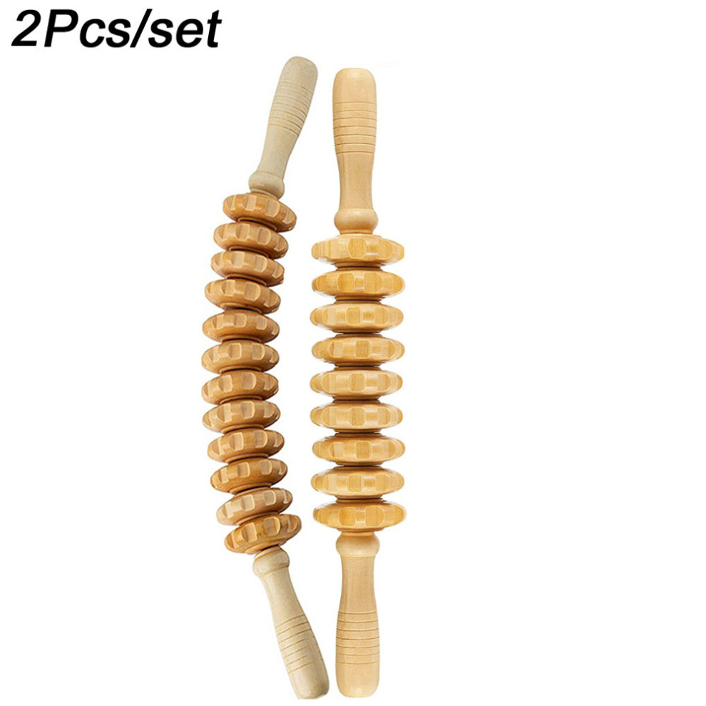 Dechoicelife (A-2Pcs) Manual Massager Wooden Handheld Roller Trigger Point Massager Stick For Fascia,Cellulite,Muscle,Abdomen,Body Therapy Massager