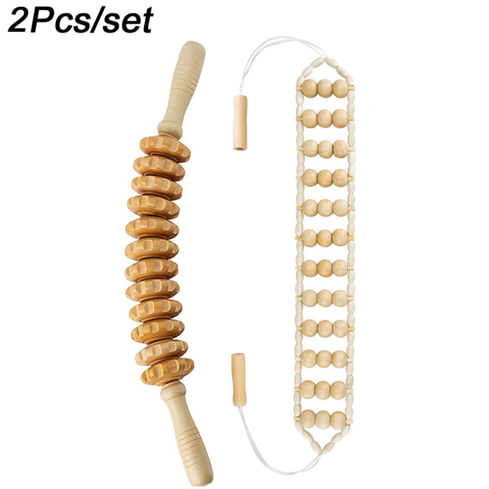 Dechoicelife Blue (A-) Manual Massager Wooden Handheld Roller Trigger Point Massager Stick For Fascia,Cellulite,Muscle,Abdomen,Body Therapy Massager