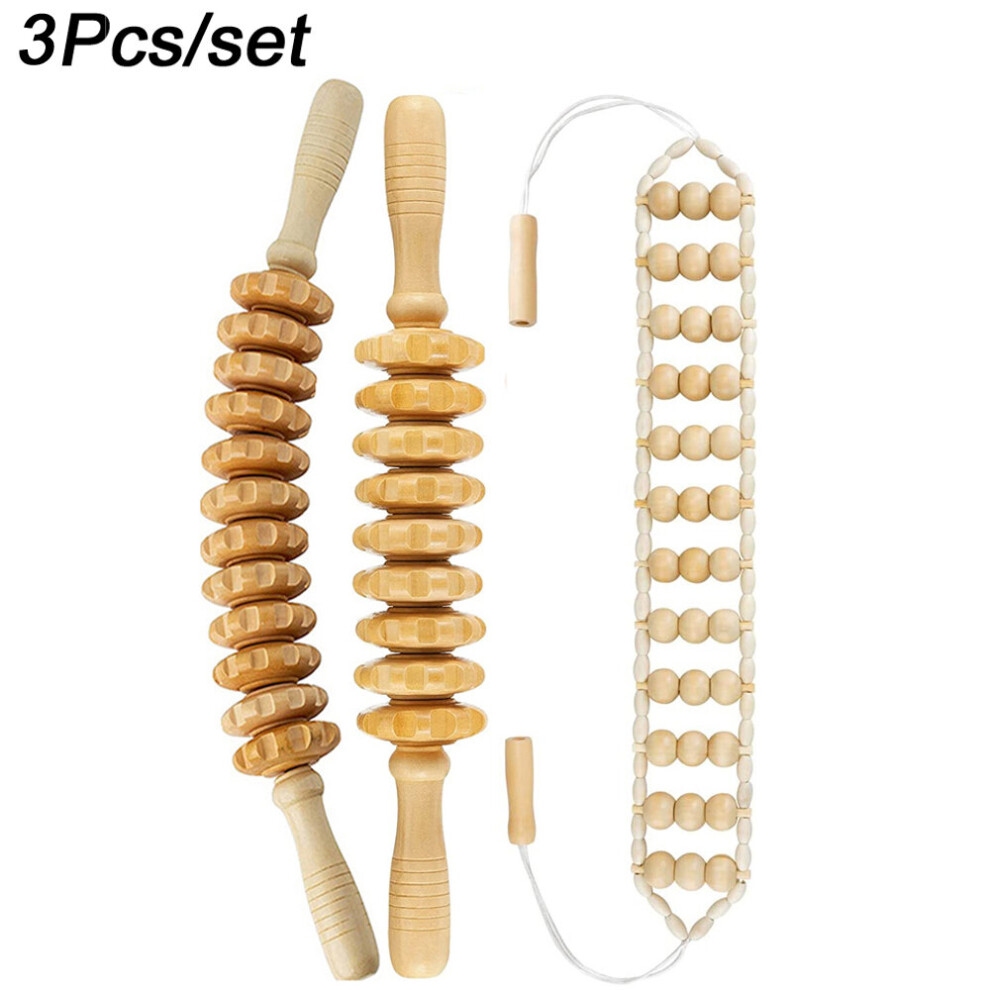 Dechoicelife (A-3Pcs) Manual Massager Wooden Handheld Roller Trigger Point Massager Stick For Fascia,Cellulite,Muscle,Abdomen,Body Therapy Massager