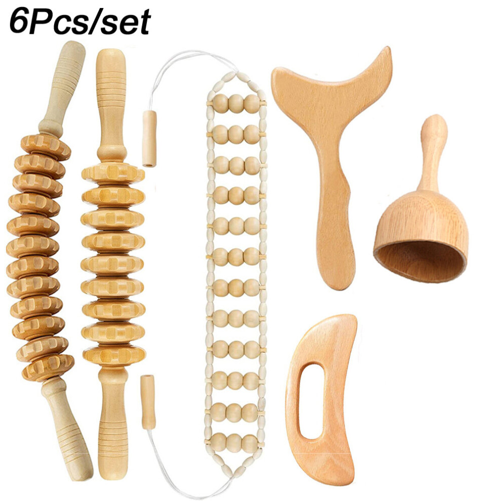 Dechoicelife (A-Auburn) Manual Massager Wooden Handheld Roller Trigger Point Massager Stick For Fascia,Cellulite,Muscle,Abdomen,Body Therapy Massager
