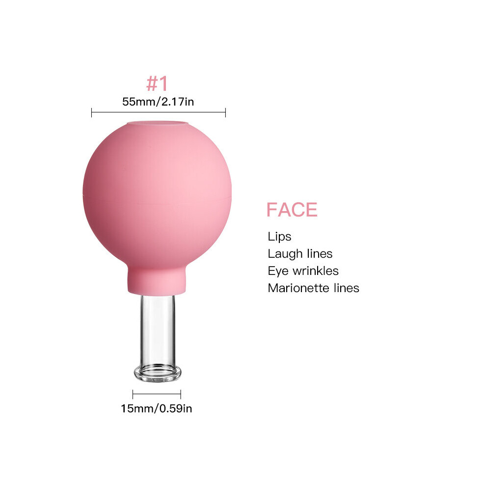 Dechoicelife (A-Pink01(Face)) Rubber Face Massager Vacuum Cupping Face Skin Lifting Facial Cups Anti Cellulite Cup Anti-Wrinkle Cupping Therapy Facial Tool