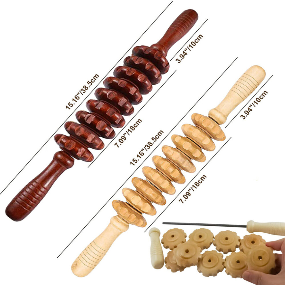 Dechoicelife Manual Massager Wooden Handheld Roller Trigger Point Massager Stick For Fascia,Cellulite,Muscle & Abdomen,Body Therapy Massager