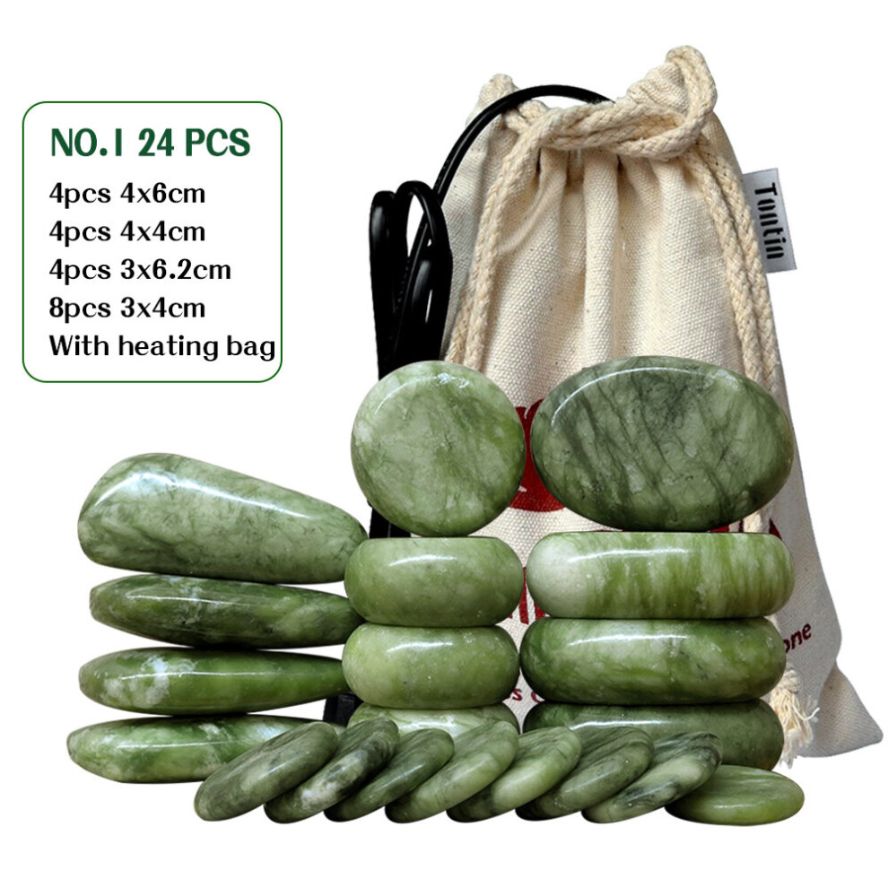 Dechoicelife (A-No1 With Heater) Tontin 20Pcs/Set Jade Glaze Hot Stone Massage Set Massager Back Massageador Health Care Stones For Massage Basalt Lava Stone