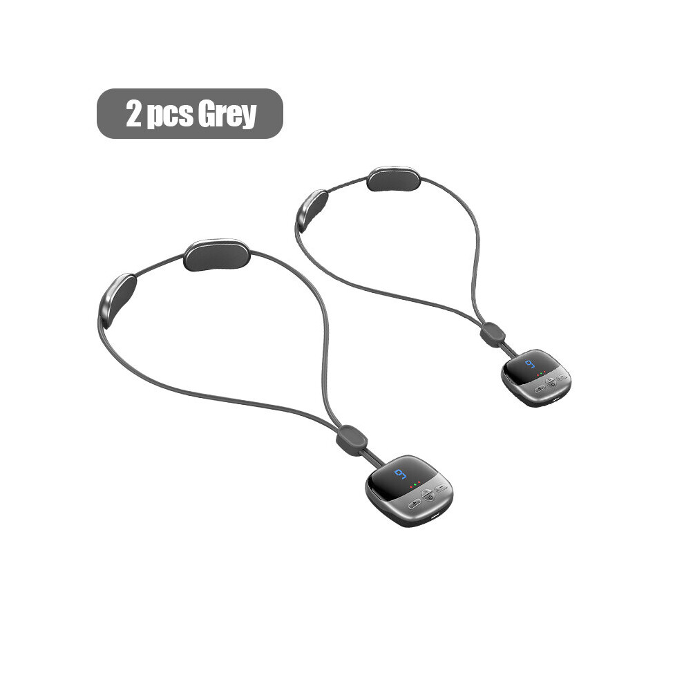 Dechoicelife Grey (A-2 Pcs ) Smart Cervical Spine Massager Neck Protector With Heating Microcurrent Portable Neck Artifact Dredging Mini Pulse Massage