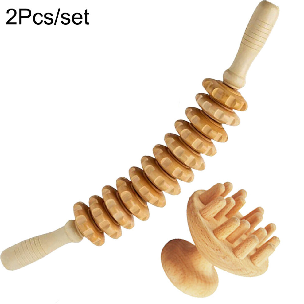 Dechoicelife (A-2Pcs) Wood Therapy Massage Tool Lymphatic Drainage Massager Wooden Swedish Cup Mushroom Massager Anti Cellulite Fascia Massage Roller