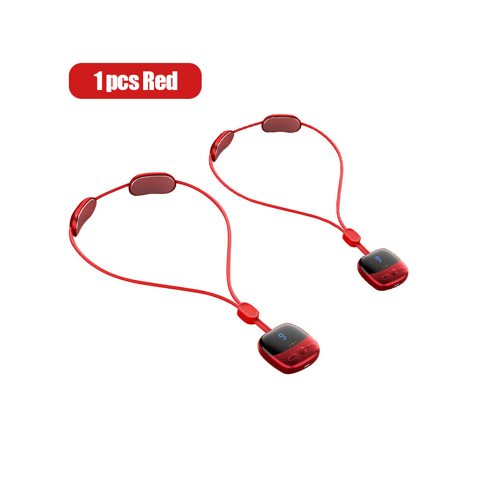Dechoicelife Red (A-2 Pcs ) Smart Cervical Spine Massager Neck Protector With Heating Microcurrent Portable Neck Artifact Dredging Mini Pulse Massage