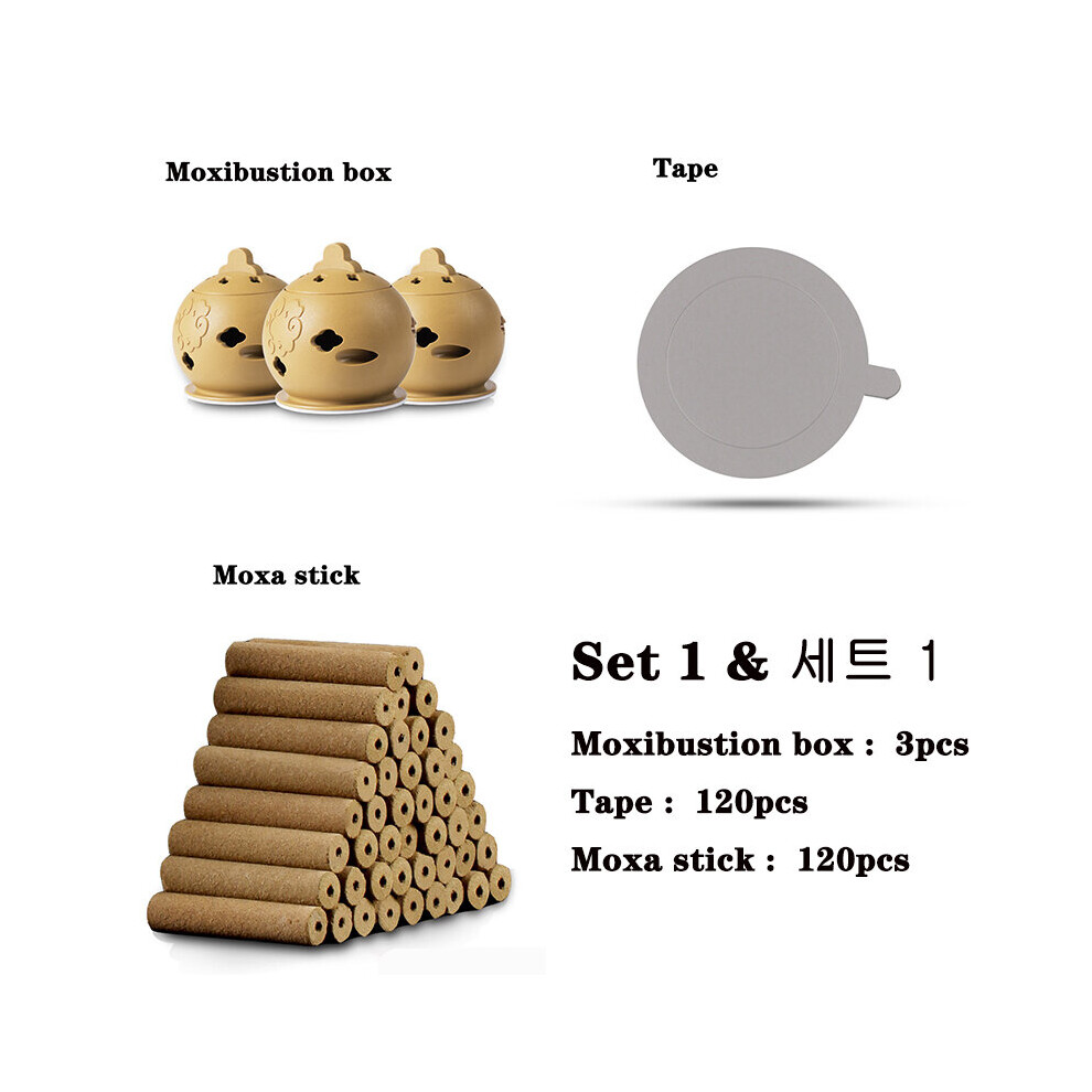 Dechoicelife (A-Set2) Cupping Massage Moxibustion Box Moxa Sticks Burner Acupuncture Point Therapy Women Gynaecopathia Heating Therapy Pain Relief