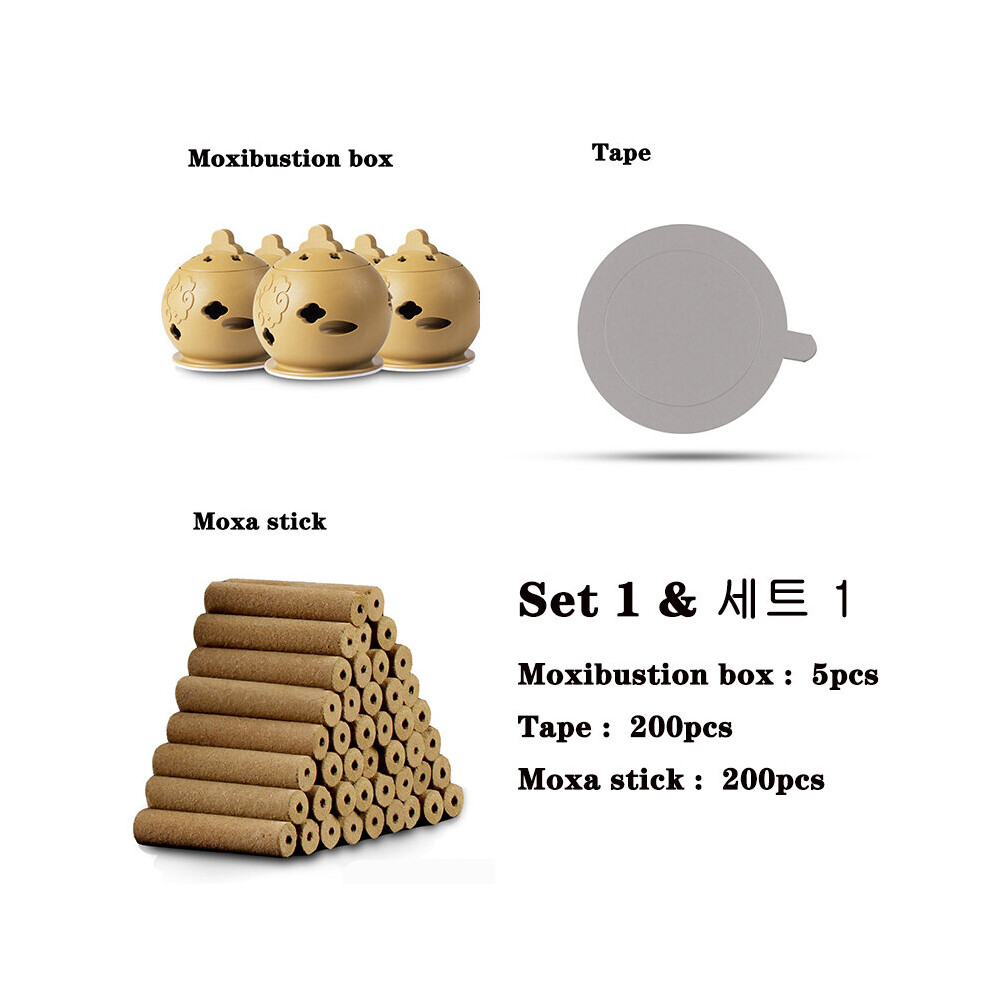 Dechoicelife (A-Set3) Cupping Massage Moxibustion Box Moxa Sticks Burner Acupuncture Point Therapy Women Gynaecopathia Heating Therapy Pain Relief