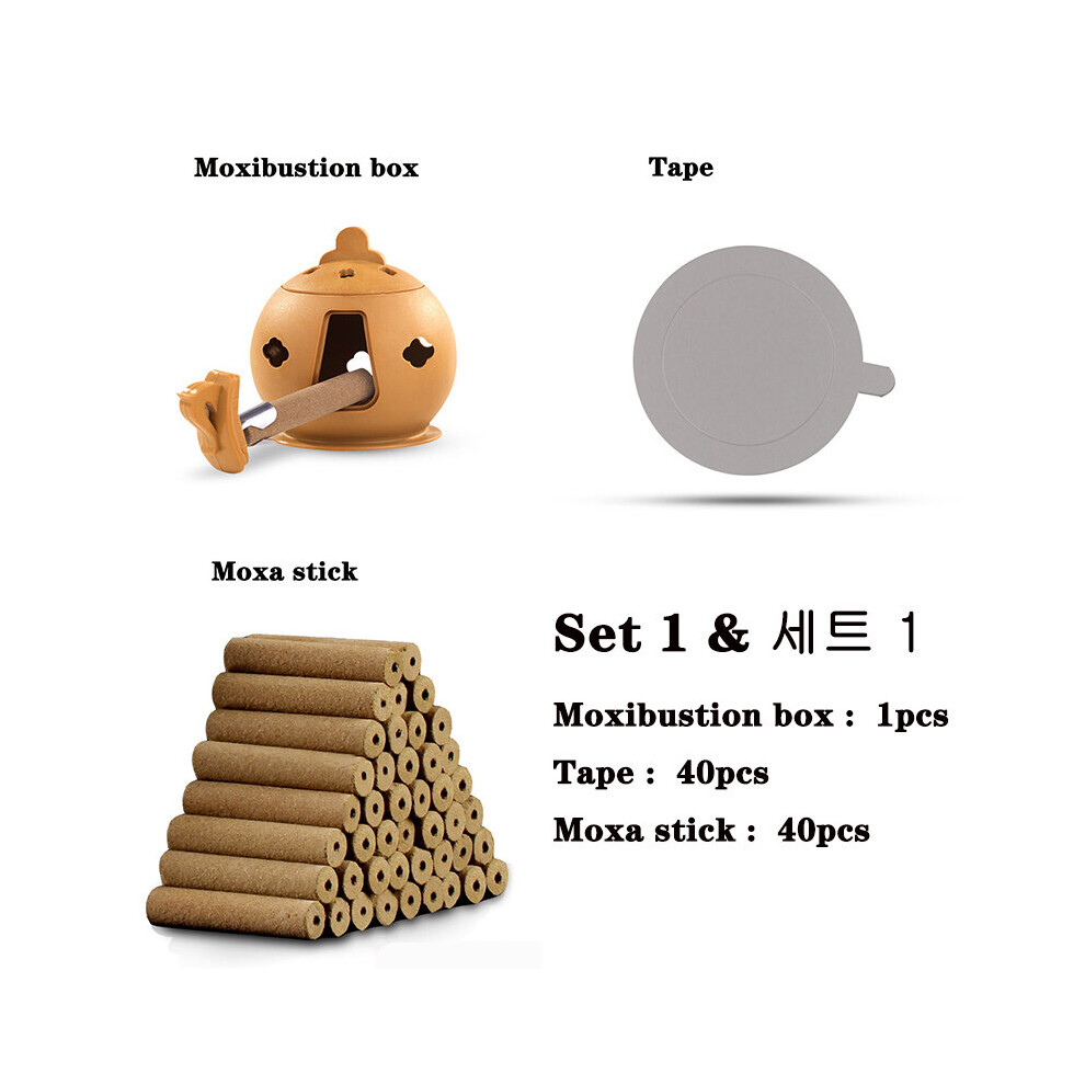 Dechoicelife (A-Set1) Cupping Massage Moxibustion Box Moxa Sticks Burner Acupuncture Point Therapy Women Gynaecopathia Heating Therapy Pain Relief