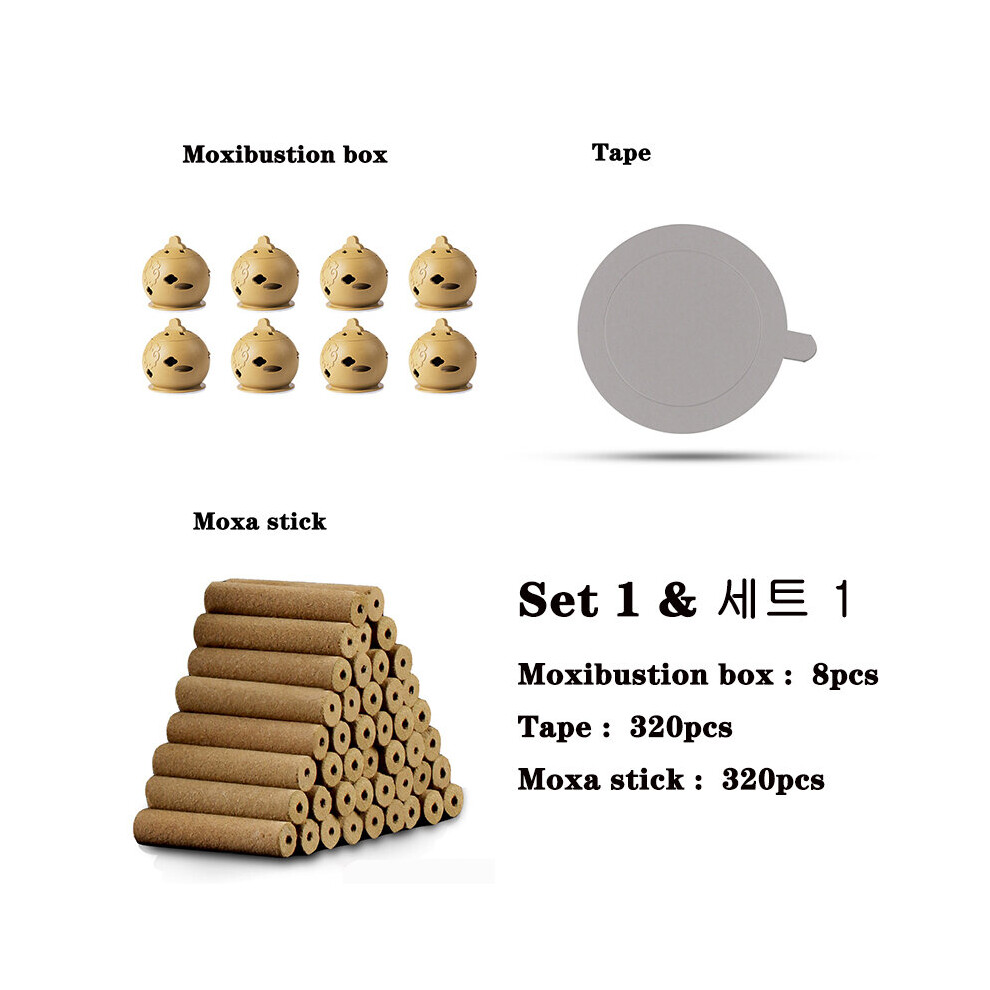 Dechoicelife (A-Set4) Cupping Massage Moxibustion Box Moxa Sticks Burner Acupuncture Point Therapy Women Gynaecopathia Heating Therapy Pain Relief