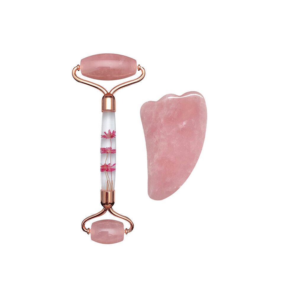 Photos - Facial Cleansing Brush  Massager For Face Natural Gouache Scraper Rose Quartz Eternal Flower Jade Roller Scraper For Face Gua sha Massage(a-Type G)