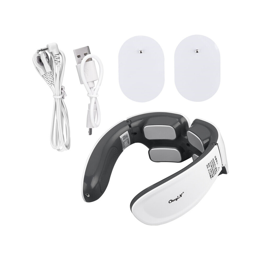 Dechoicelife (A-White) Ckeyin Electric Neck Massager Pain Relief Health Care Pulse Massage Heated Relaxation Remote Control Physiotherapy Machine
