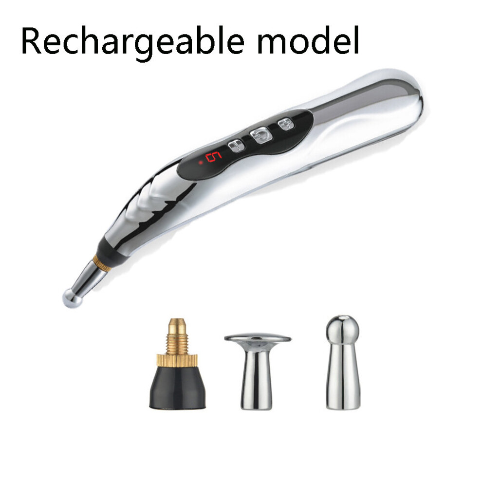 Dechoicelife (A-Charge-3 Head) Meridian Electric Massage Pen Muscle Circulation Massage Acupuncture Pain Relief Massager Electronic Therapy Meridian Energy Pen