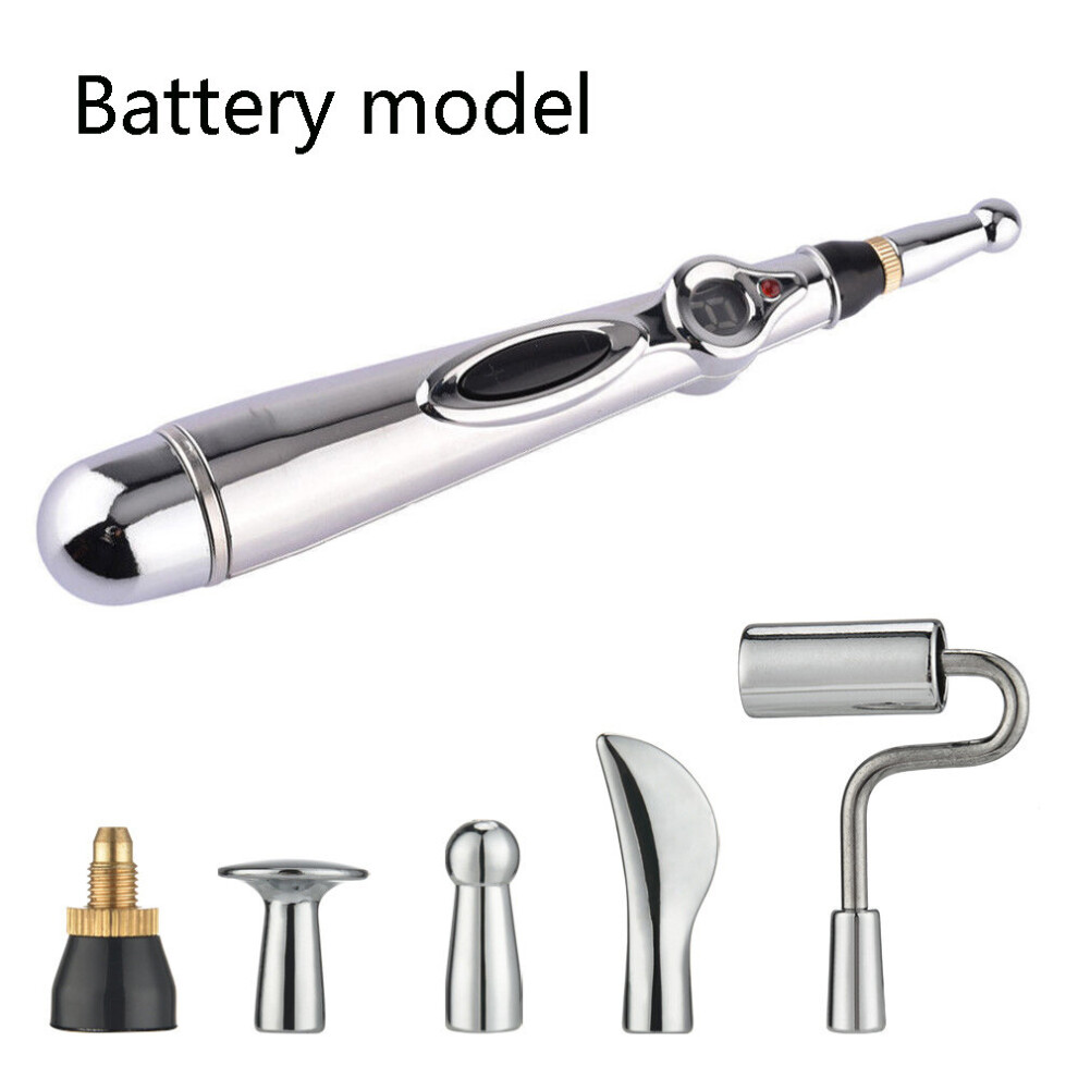 Dechoicelife (A-Battery-5 Head) Meridian Electric Massage Pen Muscle Circulation Massage Acupuncture Pain Relief Massager Electronic Therapy Meridian Energy Pen