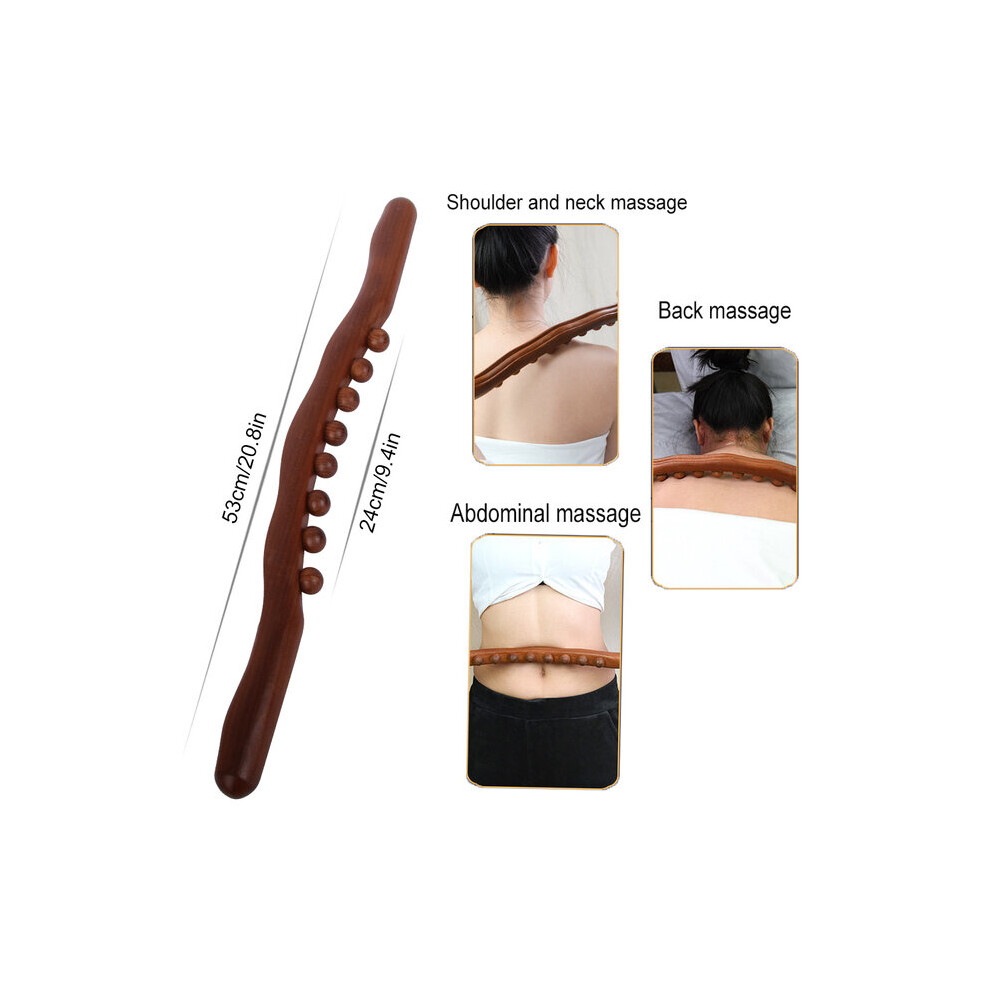 Dechoicelife (A-Guasha Stick 2) Wooden Stick Gua Sha Body Massage Tool Abdomen Cellulite Massager For Backpain Relief Wood Therapy Massage Cup 8 Beads Handheld