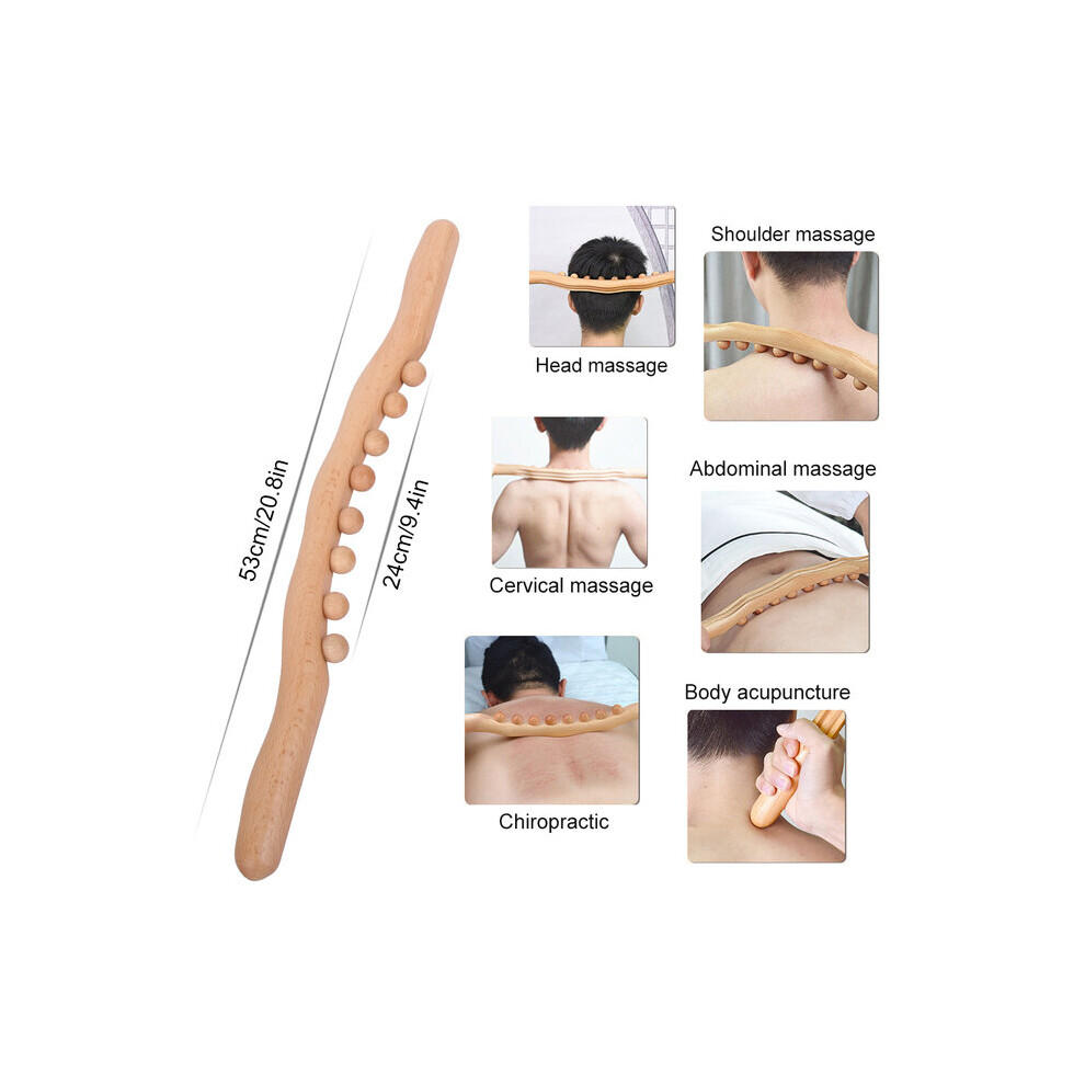 Dechoicelife (A-Guasha Stick 1) Wooden Stick Gua Sha Body Massage Tool Abdomen Cellulite Massager For Backpain Relief Wood Therapy Massage Cup 8 Beads Handheld
