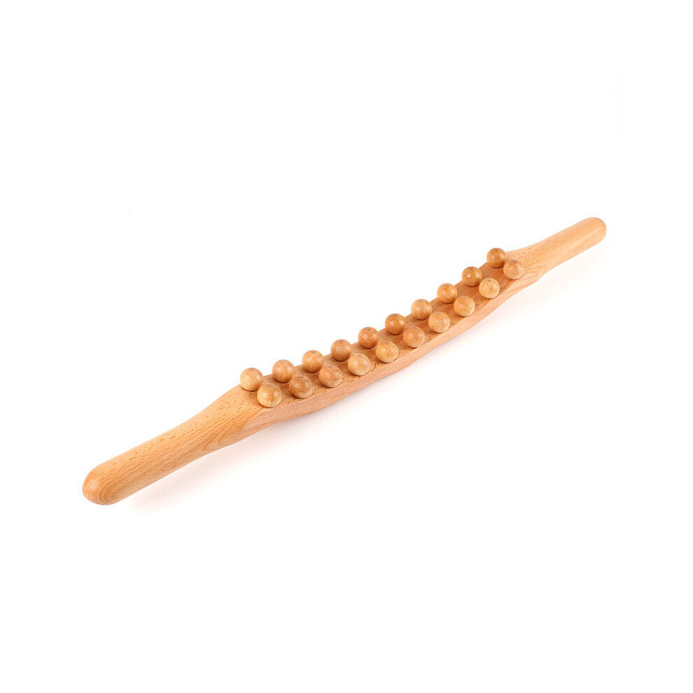Dechoicelife (A-Wood) 20 Beads Gua Sha Massage Stick Carbonized Wood Back Scrapping Meridian Therapy Wand Muscle Relaxing Body Massager Guasha