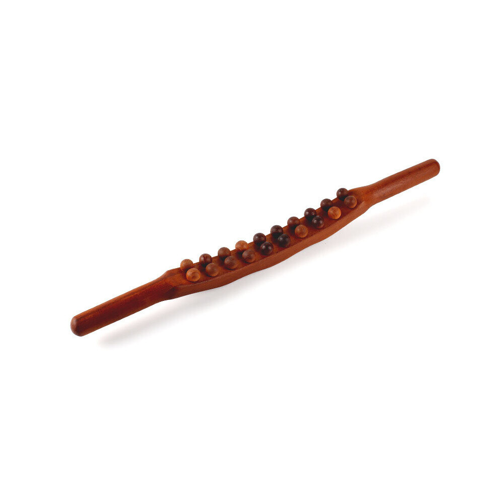 Dechoicelife (A-Carbonized) 20 Beads Gua Sha Massage Stick Carbonized Wood Back Scrapping Meridian Therapy Wand Muscle Relaxing Body Massager Guasha