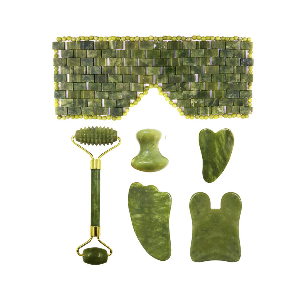 Dechoicelife (A-Auburn) Natural Jade Roller Face Massager Real Stone Gouache Scraper Facial Massager Jade Roller Guasha Massage Board Drop Jade