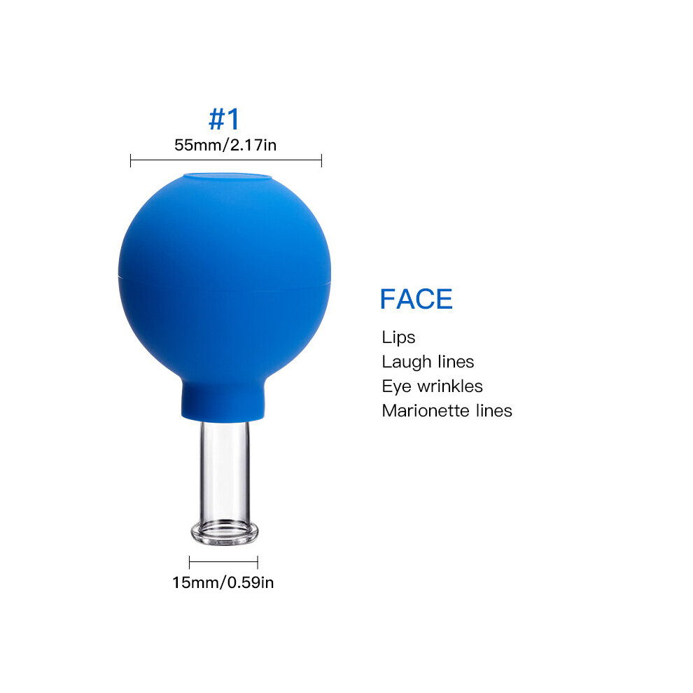 Dechoicelife (A-Blue01(Face)) Massager For Face Rubber Cupping Massage Body Cup Facial Skin Lifting Anti Cellulite Suction Glass Cup Vacuum Cupping Massage