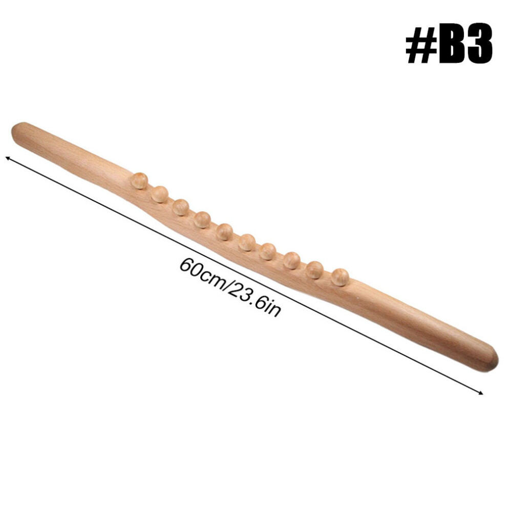 Dechoicelife (A-B3) Wooden Guasha Massage Stick Wood Therapy Scraping Lymphatic Drainage Massager Neck Shoulder Back Leg Muscle Pain Relief Relax
