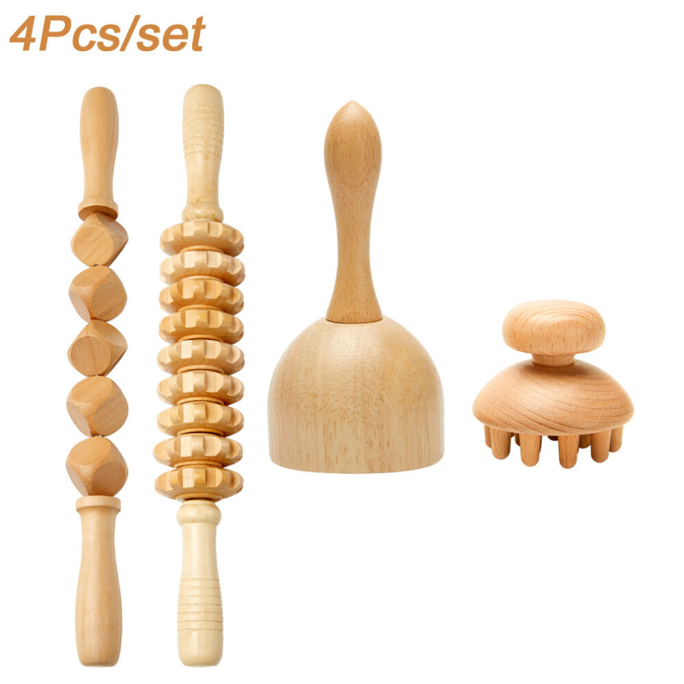 Dechoicelife (A-Auburn) Wood Therapy Massage Tools,Wooden Massager Roller,Gua Sha Cup,Maderoterapia Kit For Lymphatic Drainage,Anti Cellulite