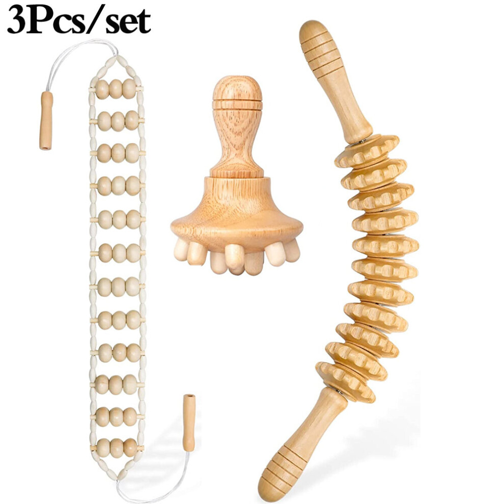 Photos - Massager  Wood Therapy Massage Tools Lymphatic Drainage  Maderoterapia Kit Wooden Massage Roller Set for Body Shapin(a-White)