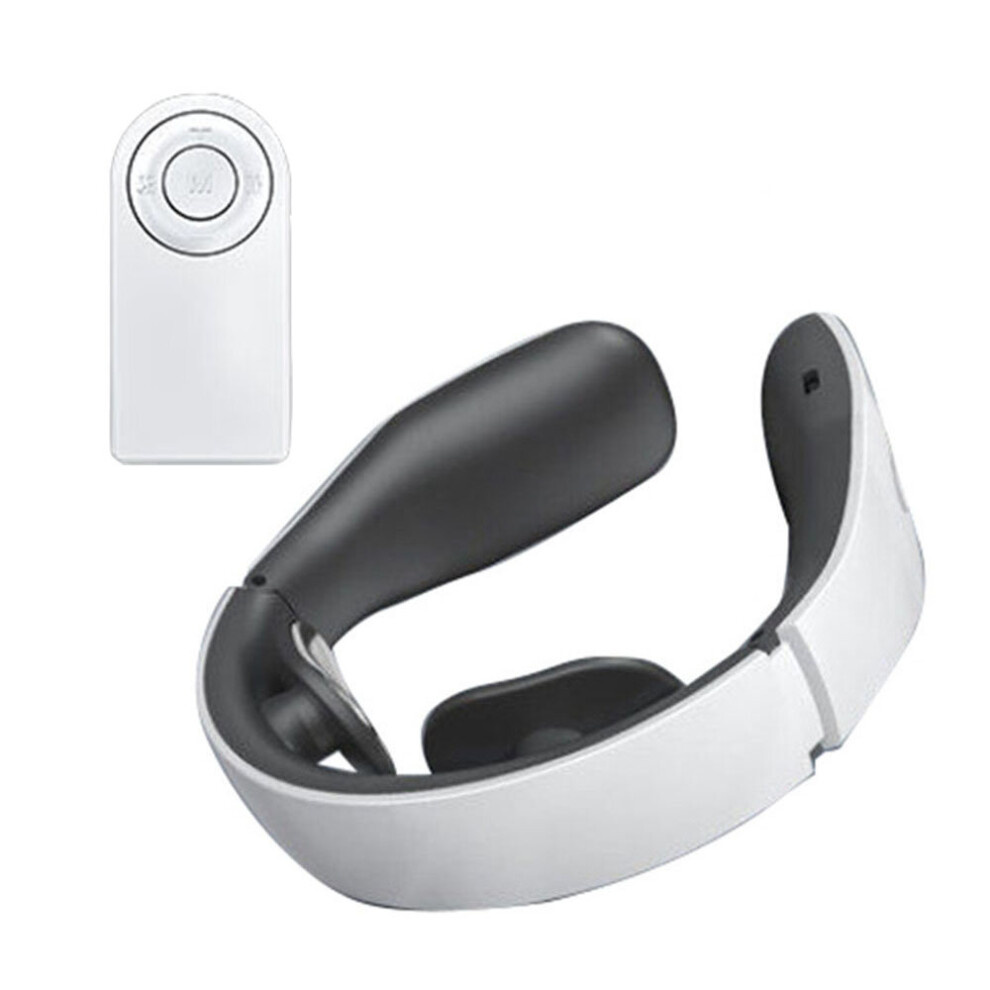 Dechoicelife (A-With Remote Control) Neck Electric Massage Instrument Cervical Spine Treatment Relax Electromagnetic Shock Pulse Cervical Physiotherapy Massager