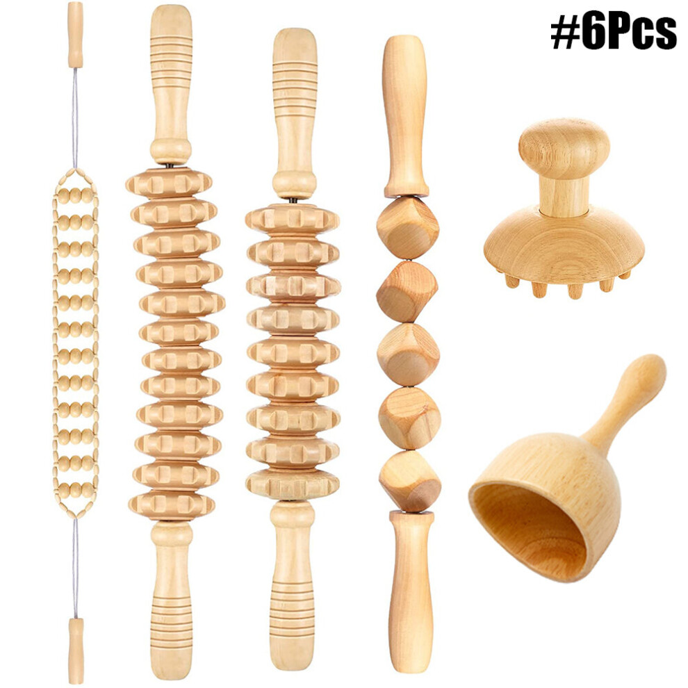 Dechoicelife (A-Auburn) Wood Therapy Massage Tools Professional Wooden Maderoterapia Massager - Thigh Waist Sculpting,Anti Cellulite,Lymphatic Drainage