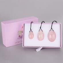 (a-Rose quartz) Drill Yoni Egg 3 Pcs /Set Natural Massage Crystal Rose Quartz Ball Kegel Exercise Tool Pelvic Floor Muscle Vaginal Massager