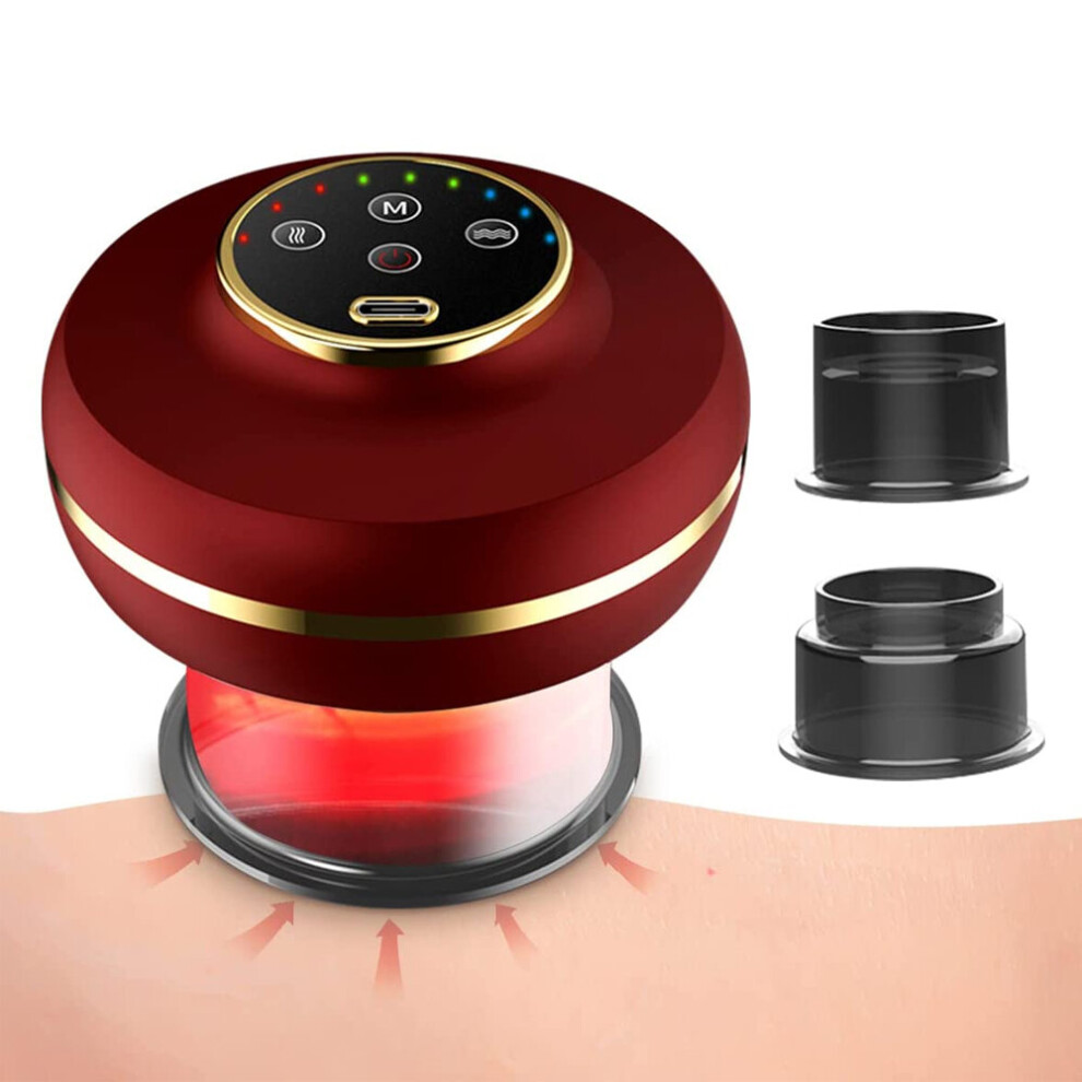 Dechoicelife Red (A- Set) Smart Electric Cupping Therapy Massager Gua Sha Massage Tool Vacuum Cupping Massage Anti-Cellulite Massager Fat Burning Massager
