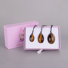 (a-Tiger eye) Drill Yoni Egg 3 Pcs /Set Natural Massage Crystal Rose Quartz Ball Kegel Exercise Tool Pelvic Floor Muscle Vaginal Massager