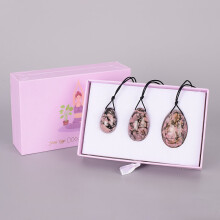 (a-Rhodonite) Drill Yoni Egg 3 Pcs /Set Natural Massage Crystal Rose Quartz Ball Kegel Exercise Tool Pelvic Floor Muscle Vaginal Massager