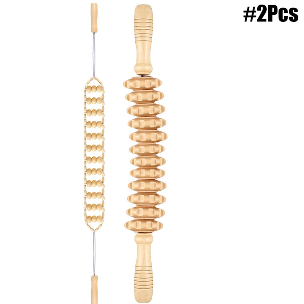 Dechoicelife (A-2Pcs) Wood Therapy Massage Tools Professional Wooden Maderoterapia Massager - Thigh Waist Sculpting,Anti Cellulite,Lymphatic Drainage