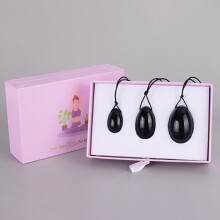 (a-Obsidian) Drill Yoni Egg 3 Pcs /Set Natural Massage Crystal Rose Quartz Ball Kegel Exercise Tool Pelvic Floor Muscle Vaginal Massager