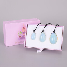 (a-Opalite) Drill Yoni Egg 3 Pcs /Set Natural Massage Crystal Rose Quartz Ball Kegel Exercise Tool Pelvic Floor Muscle Vaginal Massager