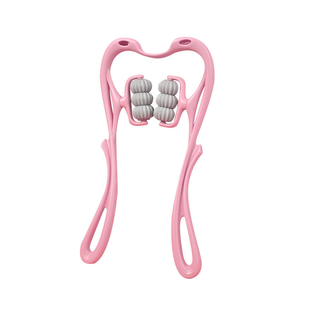 Dechoicelife (A-Pink) Neck Massager Handheld Shoulder Aids With Ball Shiatsu Deep Muscle Relaxation Massage Pain Relief
