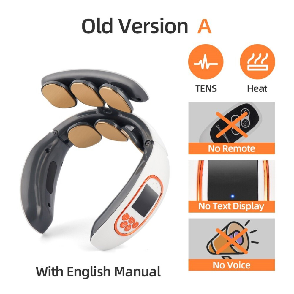 Dechoicelife (A-Version A) Intelligent Tens Pulse Neck Massager Hot Compress Neck Back Cervical Spine Pain Relief Kneading Massage Machine Power Control