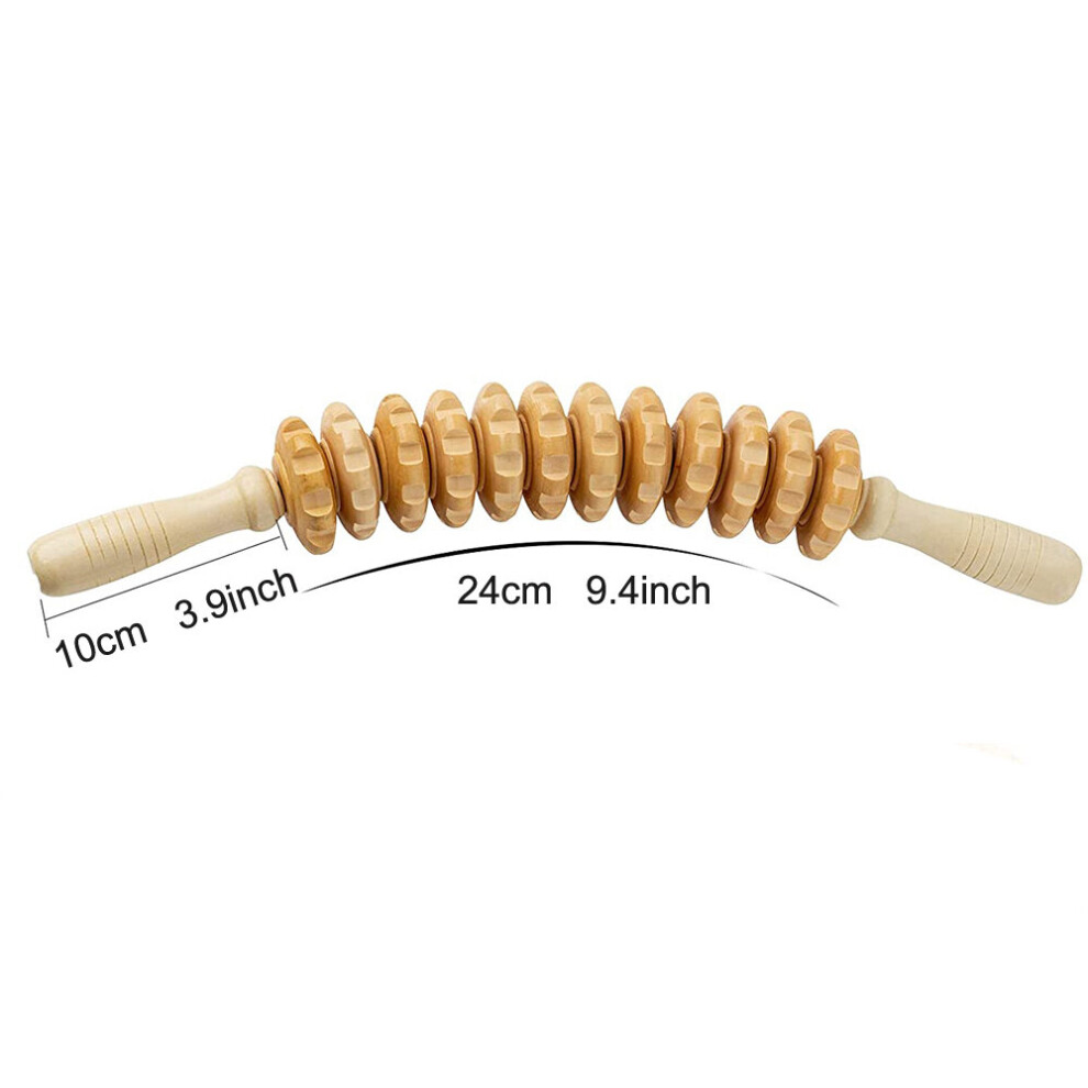 Dechoicelife (A-1Pcs) Wood Therapy Massage Roller Tool,Lymphatic Drainage,Handheld Cellulite Trigger Point Muscle Release Stick Massager(Curved)