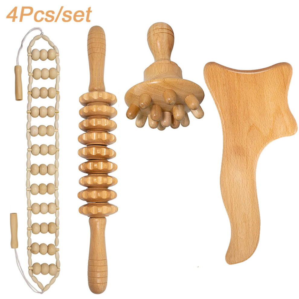 Dechoicelife (A-Auburn) Wood Therapy Massage Tools For Body Shaping, Maderoterapia Kit, Anti-Cellulite Massager, Lymphatic Drainage Massager